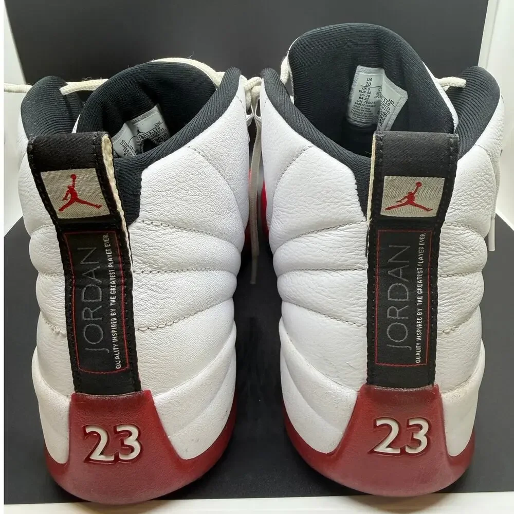 Air Jordan 12 Men's Retro White/Red-Black Sneakers Size 10 CT8013-116